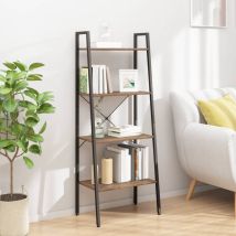 Bonnevie - tagère sur pied 4 niveaux Étagère de Rangement - Meuble de rangement Marron foncé et noir 56x35x140 cm BV704529