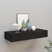 Bonnevie - tagère à tiroir murale Étagère murale Étagère de Rangement - Meuble de rangement Noir 60x23,5x10 cm mdf BV827121