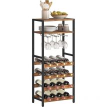Tagère à vin 16 Bouteilles, étagère à vin autoportante avec Support de Table et gobelet, présentoirs de Bar à 5 Niveaux, pour Cuisine, Bar, Salle à