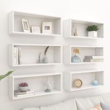 Lot De 6 Étagères Cube Murales Étagères Flottante Support Mural Stable, Pour Salon Blanc 60x15x23 Cm Aggloméré Najo2946