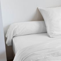 Taie de traversin coton lavé Someo Blanc 180 cm - celeste