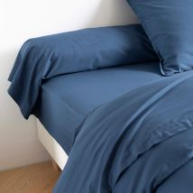 Taie de traversin coton lavé Someo Bleu marine 160 cm - celeste