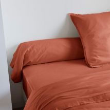 Taie de traversin coton lavé Someo Terracotta 90 cm - celeste