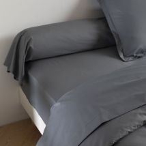 Taie de traversin coton percale Anthracite 180 cm Someo morphee