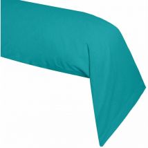 Une taie de traversin en coton bleu canard 45 x 185 cm