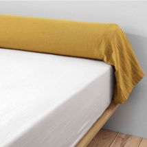 Taie De Traversin Double Gaze De Coton Jaune Safran 140/160 Cm
