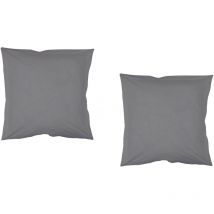 Lot de 2 taies d'oreillers grises 63x63