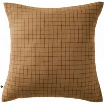 Taie d'oreiller à carreaux double gaze de coton marron 60x60