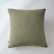 Taie d'oreiller brodée en gaze de coton 60 x 60 cm Gaïa Boho Romarin