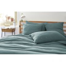 Taie d'oreiller Brodée Déco 'Gaïa Boho' 60 x 60 cm & 50 x 70 cm 'Gaze de Coton' - Couleur: Gaïa Boho Canard - Taille de taie d'oreiller: 50 x 70 cm
