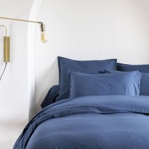 Taie d'oreiller coton lavé Someo Bleu marine 65x65 - celeste
