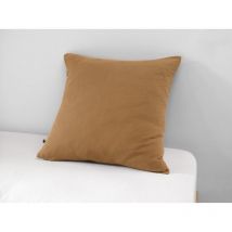 Taie d'oreiller gaze de coton 60 x 60 cm gaia camel Marron