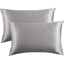 Taie D'Oreiller En Satin Pour Cheveux Et Peau, Satin Gris Foncé