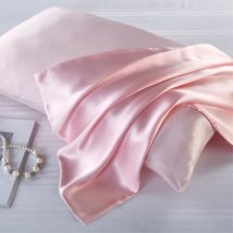 Taie d'oreiller en soie de mûrier naturelle, Soie, rose clair, Standard 50x75cm