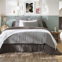 Taie d'oreiller gaze de coton imprimé vichy 50x70 Noir