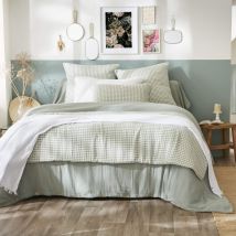 Taie d'oreiller gaze de coton imprimé vichy 50x70 Vert