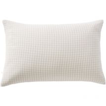 Taie d'oreiller gaze de coton imprimé vichy 50x70 Naturel