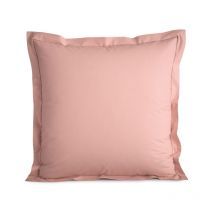 Taie d'oreiller percale de coton peigné 'Julian' toutes dimensions Coton Pur Julian Rose Poudré - 65 x 65 cm volant plat piqué