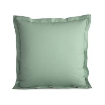 Taie d'oreiller percale de coton peigné 'Julian' toutes dimensions Coton Pur Julian Céladon - 65 x 65 cm volant plat piqué