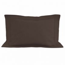 Taie d'oreiller en coton 57 fils 50x70 cm uni brun, par Soleil d'ocre