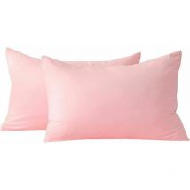 Taie Oreiller 50x70 Rose - Lot de 2 Rectangulaire en Microfibre Brossée, Housse Oreiller Coussin Oreiller avec Fermeture à Enveloppe