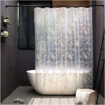 (Taille : 120 x 200cm)Rideau De Douche Translucide Blanc, Rideau De Douche Imperméable Eva, Bague De Rideau De Douche Blanche, Rideau De Fenêtre De