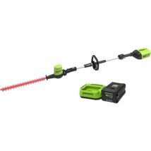 Greenworks - Taille-haie sans Fil à Deux Sections 60 v, tête pivotante à 7 Positions, Lames découpées au Laser de 50 cm, Moteur sans balais, Comprend