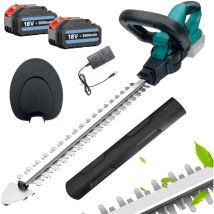 Teetok - Taille-haie et sécateur électrique de jardin sans fil, 2 batteries 5.5 Ah+ chargeur, compatible avec batterie Makita 18 v, poignée rotative