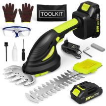 Taille-haie et Tondeuse à gazon électriques sans fil 2 en 1 sans balais 21V avec 2 batteries de 2000 mAh pour couper et tailler
