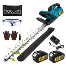 Taille-haies sans fil 48cm avec 2 Poignées et Garde 2X 4.0Ah 21V Robuste et Léger pour Coupe Haies et Buissons