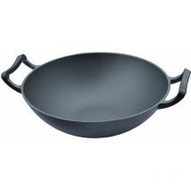 Poêle wok fonte ø 33 cm poêle wok asian pan cast iron noir - Taino