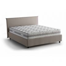 Doppelbett Dansald, Containerbett mit Stoffbespannung, 100% Made in Italy, Frontöffnung, inklusive Matratze Cm 160x200, Turteltaube - Dmora