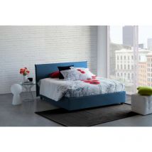 Doppelbett Azue, Containerbett mit Stoffbespannung, 100% Made in Italy, Frontöffnung, passend für Matratze Cm 140x190, Blau - Talamo Italia