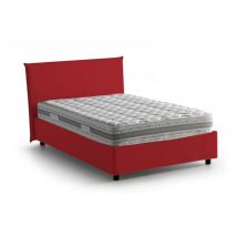 Quadratisches und halbes Bett Dbará, Containerbett mit Stoffbespannung, 100% Made in Italy, Frontöffnung, inklusive Matratze 120x200 cm, Rot - Dmora