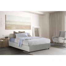Quadratisches und halbes Bett Bianca, Containerbett mit Kunstlederbezug, 100% Made in Italy, Seitliche Öffnung, passend für Matratze Cm 120x190, Weiß