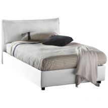 Talamo Italia Quadratisches und halbes Bett Desirée, Containerbett mit Stoffbespannung, 100% Made in Italy, Frontöffnung, inklusive Matratze Cm