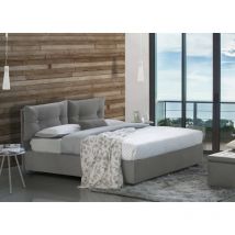 Cama matrimonial Fabiana, Cama contenedor con revestimiento de tela, 100% Made in Italy, Apertura frontal, adecuado para colchón Cm 160x200, Gris,