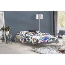 Talamo Italia - Cama matrimonial Isabella, Cama fija en tela con pies, 100% Made in Italy, adecuado para colchón 160x190 cm, Gris, con embalaje