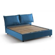 Talamo Italia - Cama matrimonial Agnese, Cama contenedor con revestimiento de tela, 100% Made in Italy, Apertura frontal, adecuado para colchón