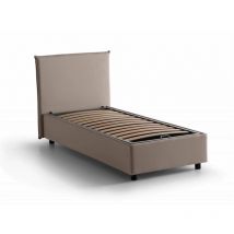Talamo Italia - Cama individual Candida, Cama contenedor con revestimiento de tela, 100% Made in Italy, Apertura lateral, adecuado para colchón Cm
