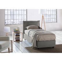 Cama individual Gemma, Cama contenedor con revestimiento de tela, 100% Made in Italy, Apertura frontal, adecuado para colchón 80x200 cm, Gris, con
