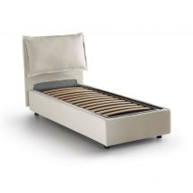Talamo Italia - Cama individual Luna, Cama contenedor con revestimiento de tela, 100% Made in Italy, Apertura lateral, adecuado para colchón 80x190