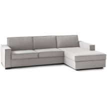 Canapé fixe Nami, Canapé d'angle, 100% Made in Italy, Canapé Salon avec, péninsule de conteneur droite, avec accoudoirs standards, Cm 280x95h90,