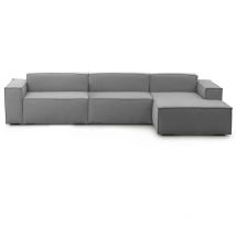 Canapé fixe Raffaella, Canapé modulable 4 places avec péninsule droite, 100% Made in Italy, Canapé moderne en tissu, Cm 340x170h70, Gris, avec