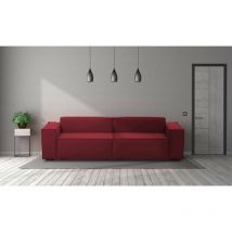 Canapé fixe Simona, Canapé modulable linéaire 3 places, 100% Made in Italy, Canapé de salon moderne en tissu, Cm 260x95h70, Rouge, avec emballage