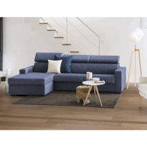 Canapé fixe Dcisc, Canapé d'angle, 100% Made in Italy, Canapé de salon avec méridienne, en tissu matelassé - Péninsule de conteneur gauche, avec