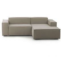 Talamo Italia Canapé fixe Patrizia, Canapé modulable 2 places avec péninsule droite, 100% Made in Italy, Canapé moderne en tissu, Cm 220x170h70,