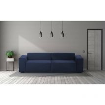 Talamo Italia Canapé fixe Simona, Canapé modulable linéaire 3 places, 100% Made in Italy, Canapé de salon moderne en tissu, Cm 260x95h70, Bleu