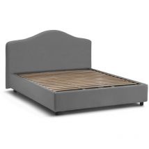 Doppelbett Isotta, Containerbett Mit Stoffbespannung, 100% Made In Italy, Frontöffnung, Passend Für Matratze Cm 160x200, Grau - Talamo Italia