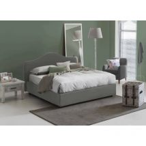 Doppelbett Annunziata, Containerbett mit Stoffbespannung, 100% Made in Italy, Frontöffnung, inklusive Matratze Cm 160x190, Grau - Talamo Italia